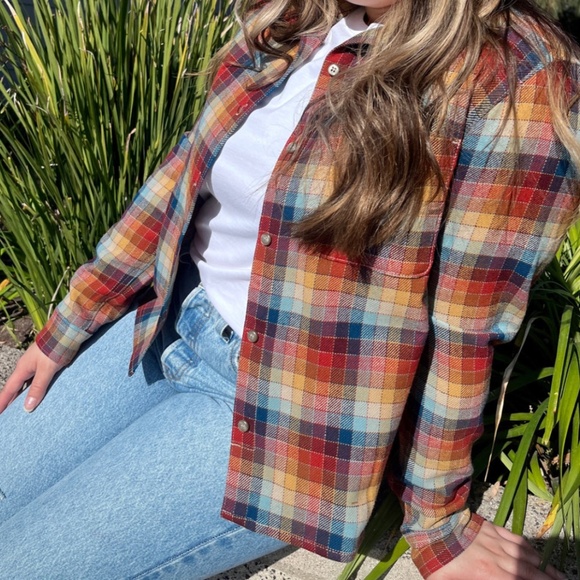 Pendleton cropped wool shirt in brick plaid - NWT! - Picture 4 of 4